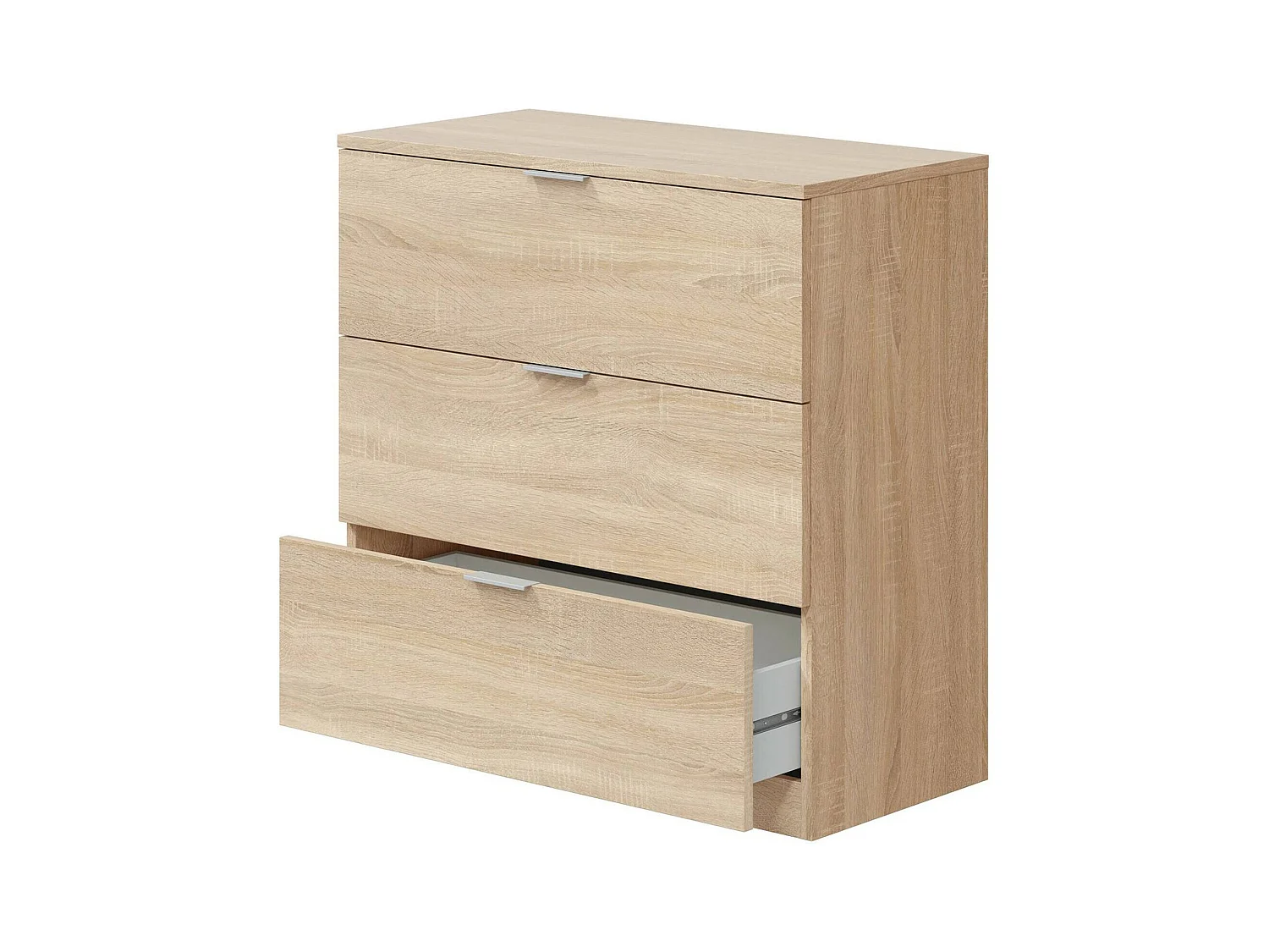 Commode Dobinn, Commode de chambre à coucher, Commode avec 3 tiroirs, 77x38h80 cm, Chêne