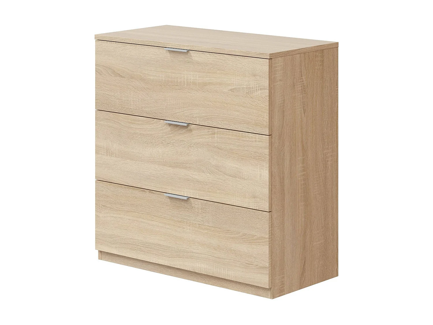 Commode Dobinn, Commode de chambre à coucher, Commode avec 3 tiroirs, 77x38h80 cm, Chêne