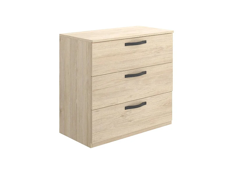 Commode Dlovato, Commode de chevet, Commode avec 3 tiroirs, 70x45h72 cm, Chêne