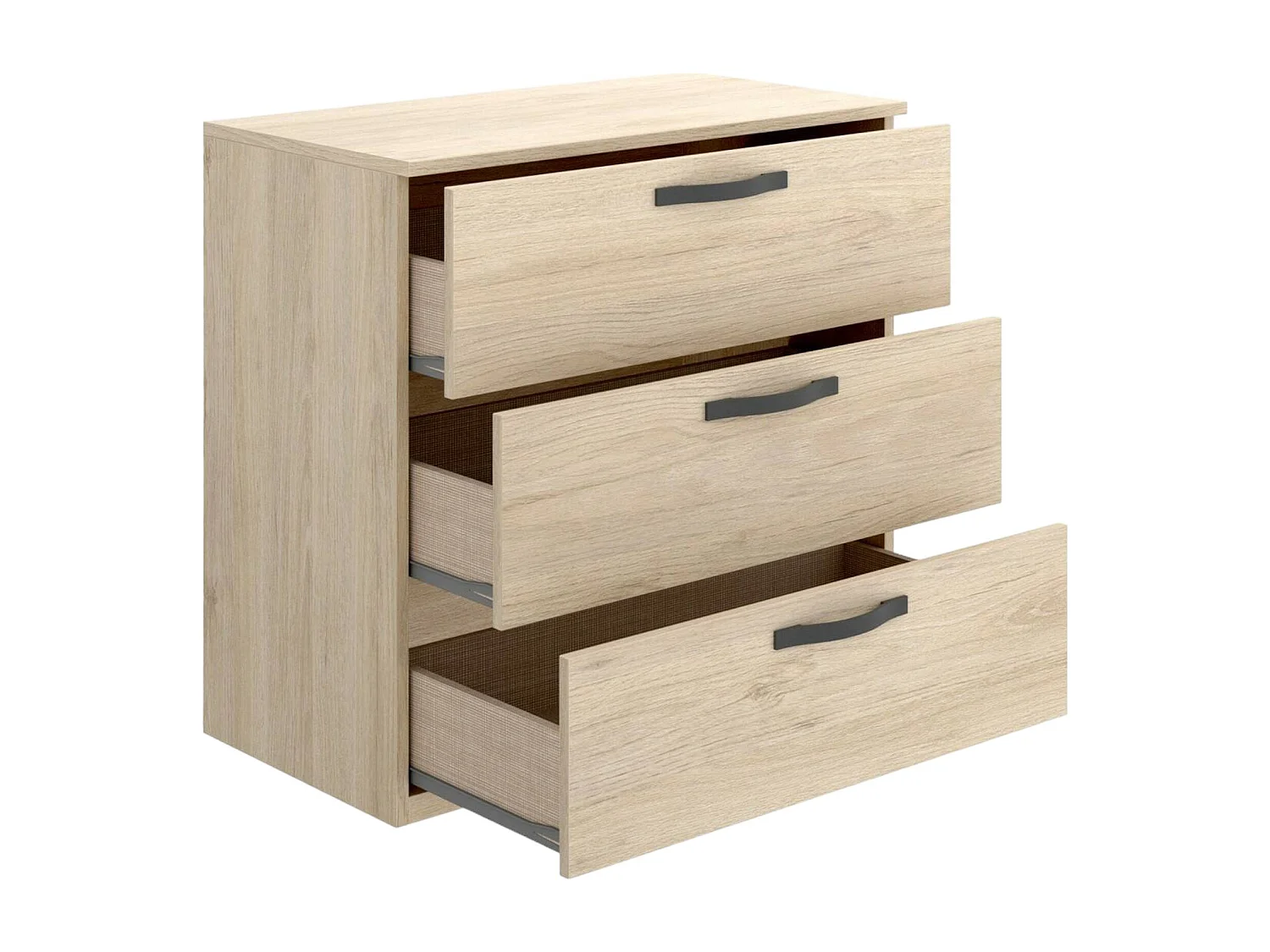 Commode Dlovato, Commode de chevet, Commode avec 3 tiroirs, 70x45h72 cm, Chêne