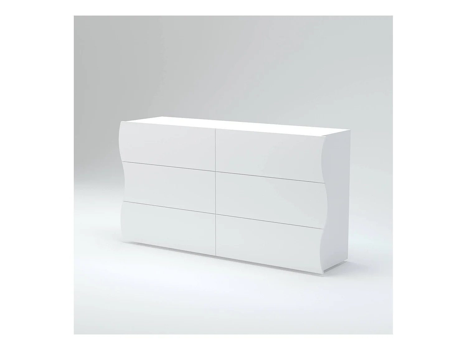 Commode Dmonz, Commode 6 tiroirs, Commode de chambre, 100% Made in Italy, Blanc brillant, 155x40h82 cm