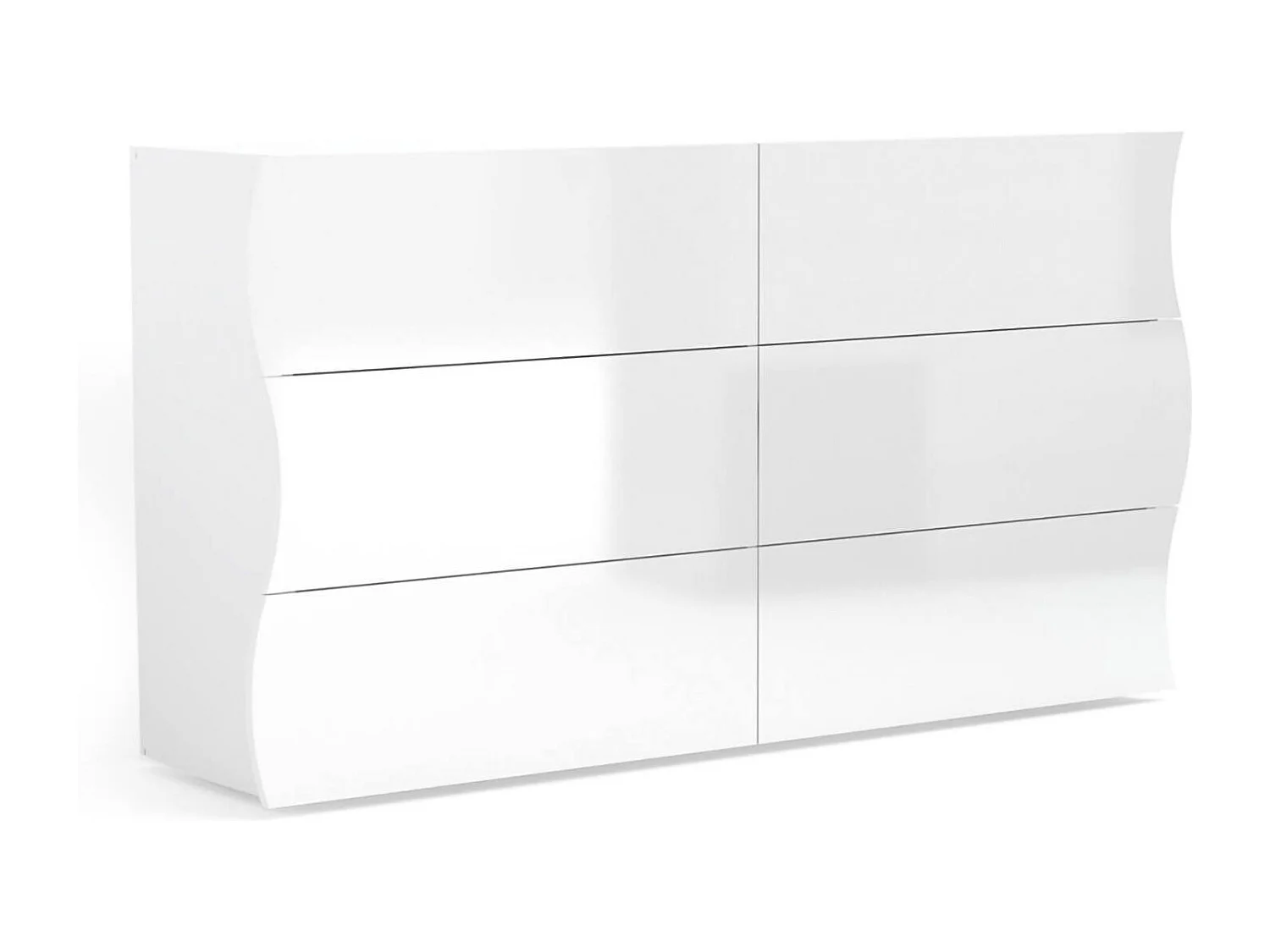 Dmonz ladekast, ladekast met 6 laden, slaapkamerdressoir, 100% Made in Italy, glanzend wit, 155x40h82 cm