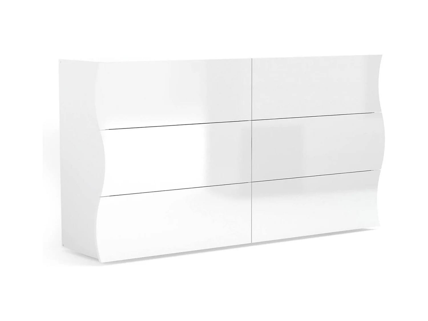 Dmonz ladekast, ladekast met 6 laden, slaapkamerdressoir, 100% Made in Italy, glanzend wit, 155x40h82 cm