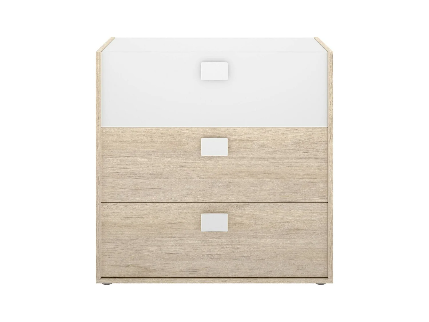 Commode Dmbay, Commode pour la chambre, Commode avec 3 tiroirs, 80x43h81 cm, Chêne et Blanc