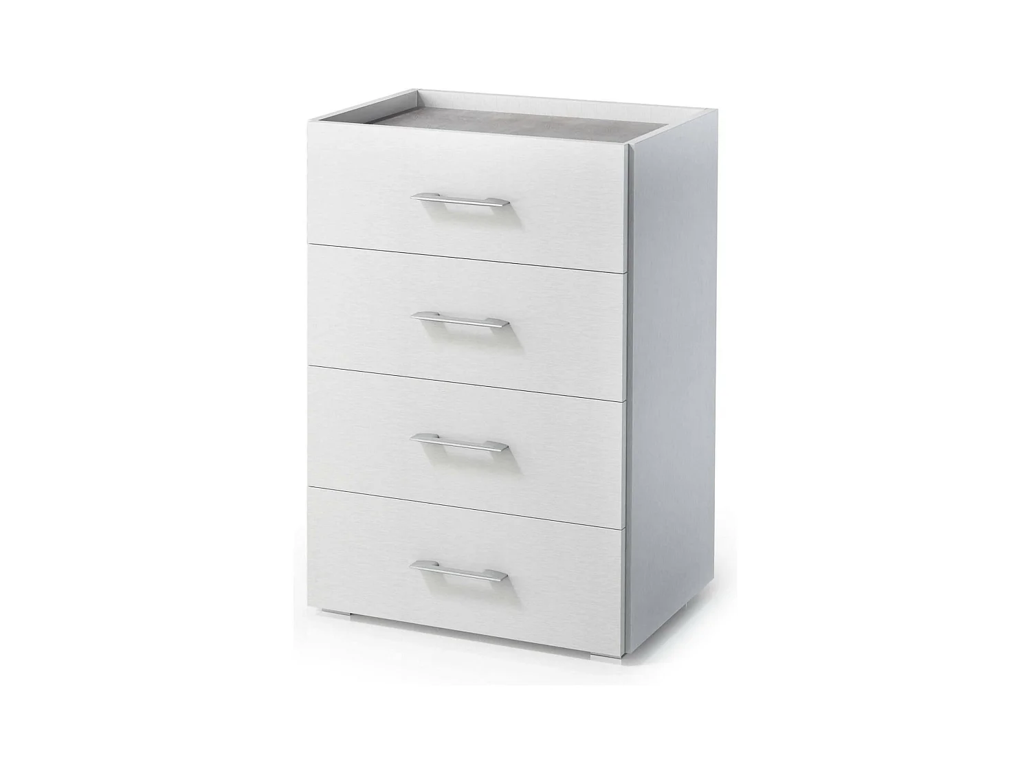 Commode Dacet, Commode 4 tiroirs pour la chambre, Bureau polyvalent ou meuble d'étude, 50x41h87 cm, Blanc et Ciment