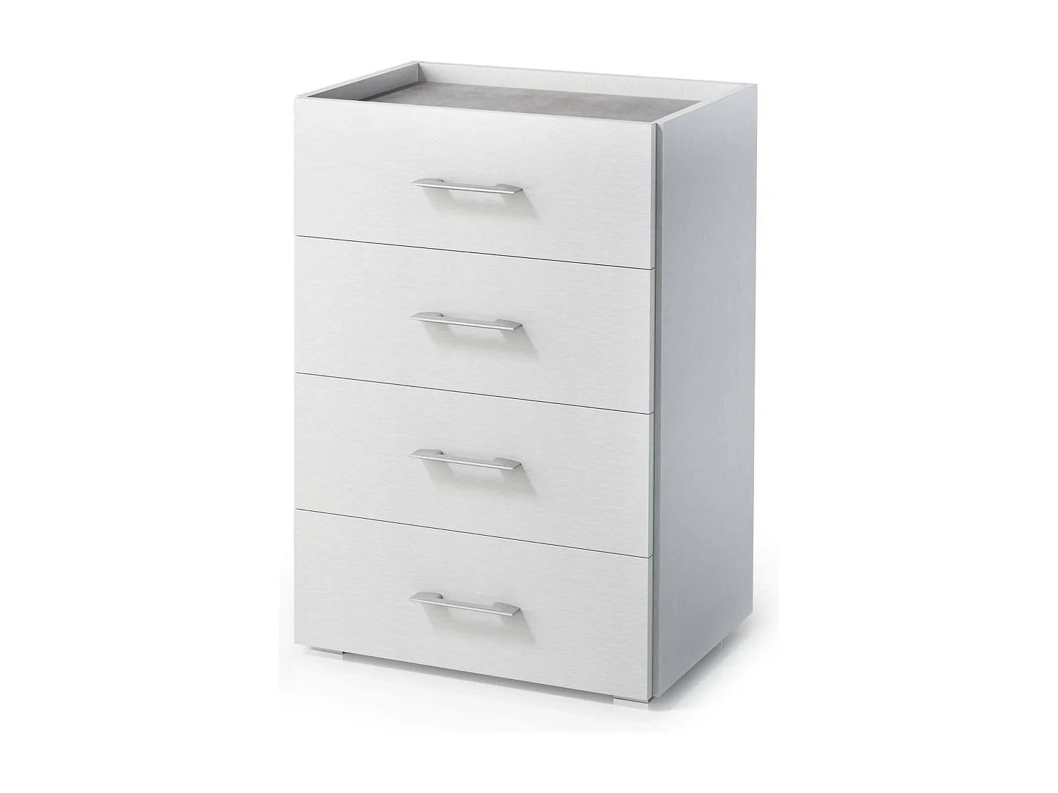 Commode Dacet, Commode 4 tiroirs pour la chambre, Bureau polyvalent ou meuble d'étude, 50x41h87 cm, Blanc et Ciment