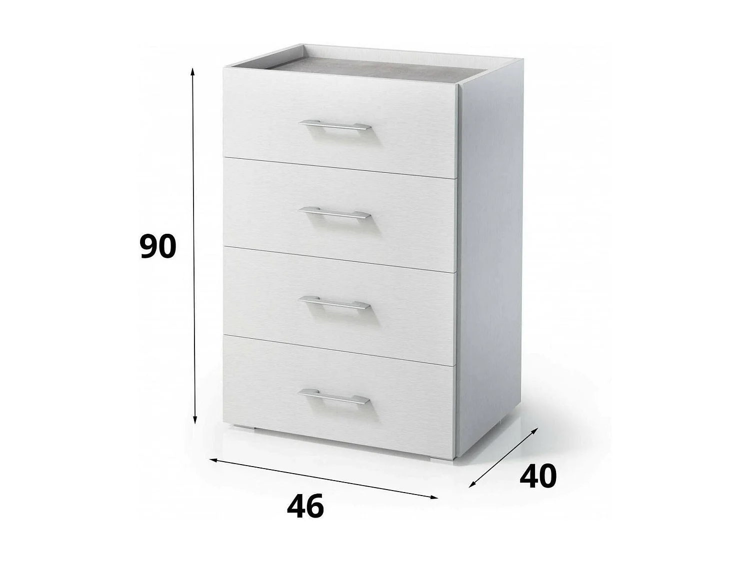 Commode Dacet, Commode 4 tiroirs pour la chambre, Bureau polyvalent ou meuble d'étude, 50x41h87 cm, Blanc et Ciment