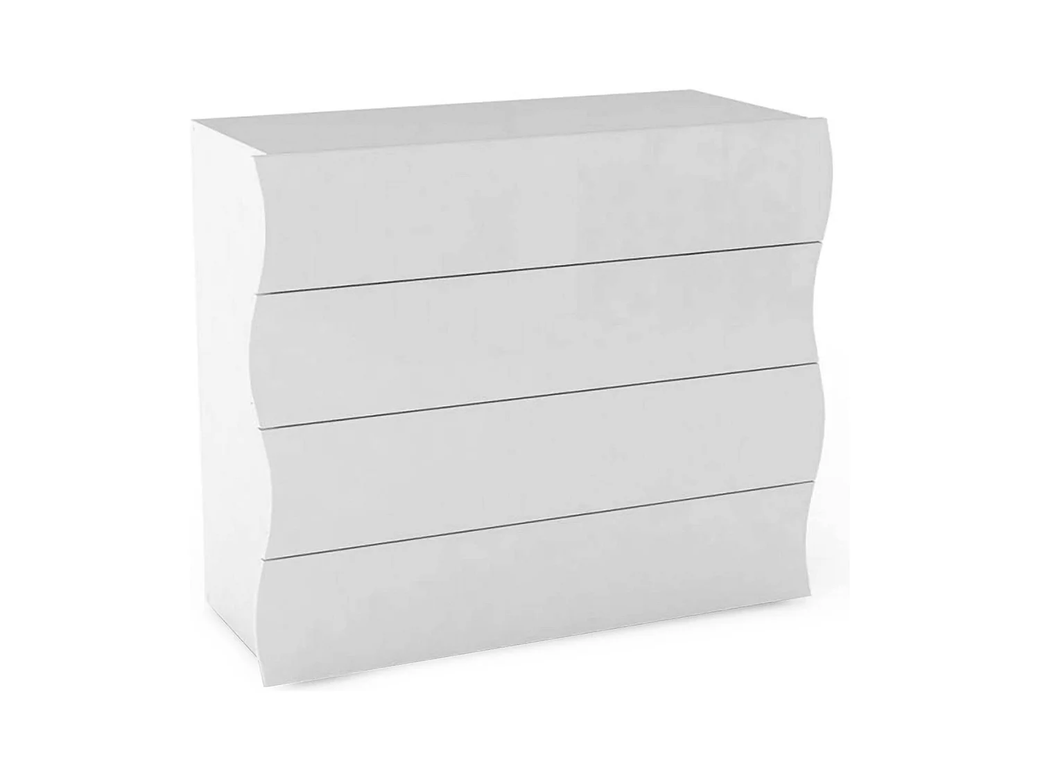 Commode Dhainau, Commode 4 tiroirs, Commode de chambre, 100% Made in Italy, 98x40h82 cm, Blanc brillant