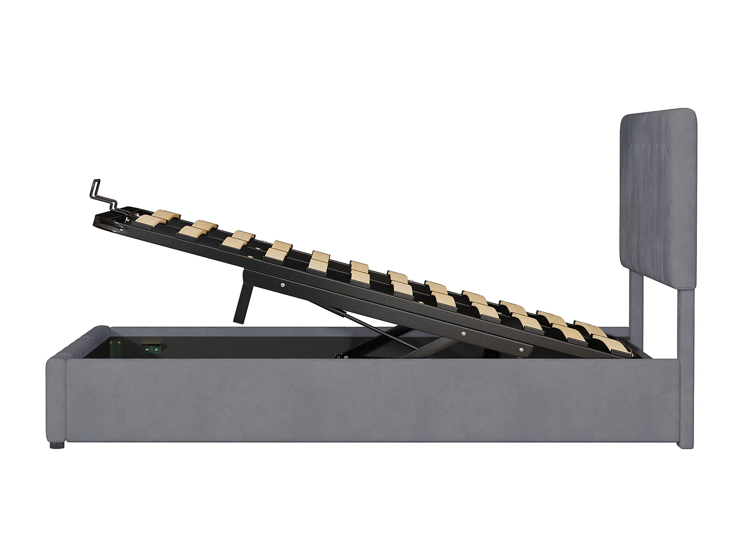 Letto contenitore con testiera regolabile - 140 x 200 cm - velluto - rete a doghe - stile scandinavo - grigio