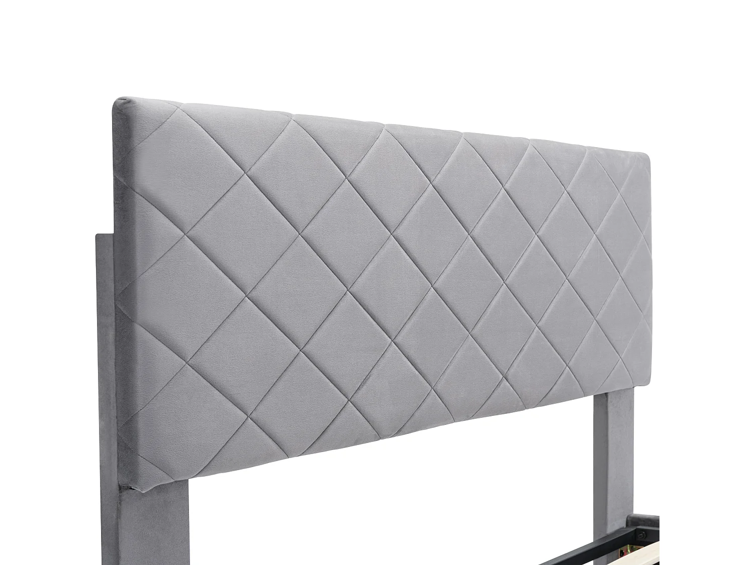 Lit coffre avec tête de lit réglable - 140 x 200 cm - velours - sommier à lattes - style scandinave - gris