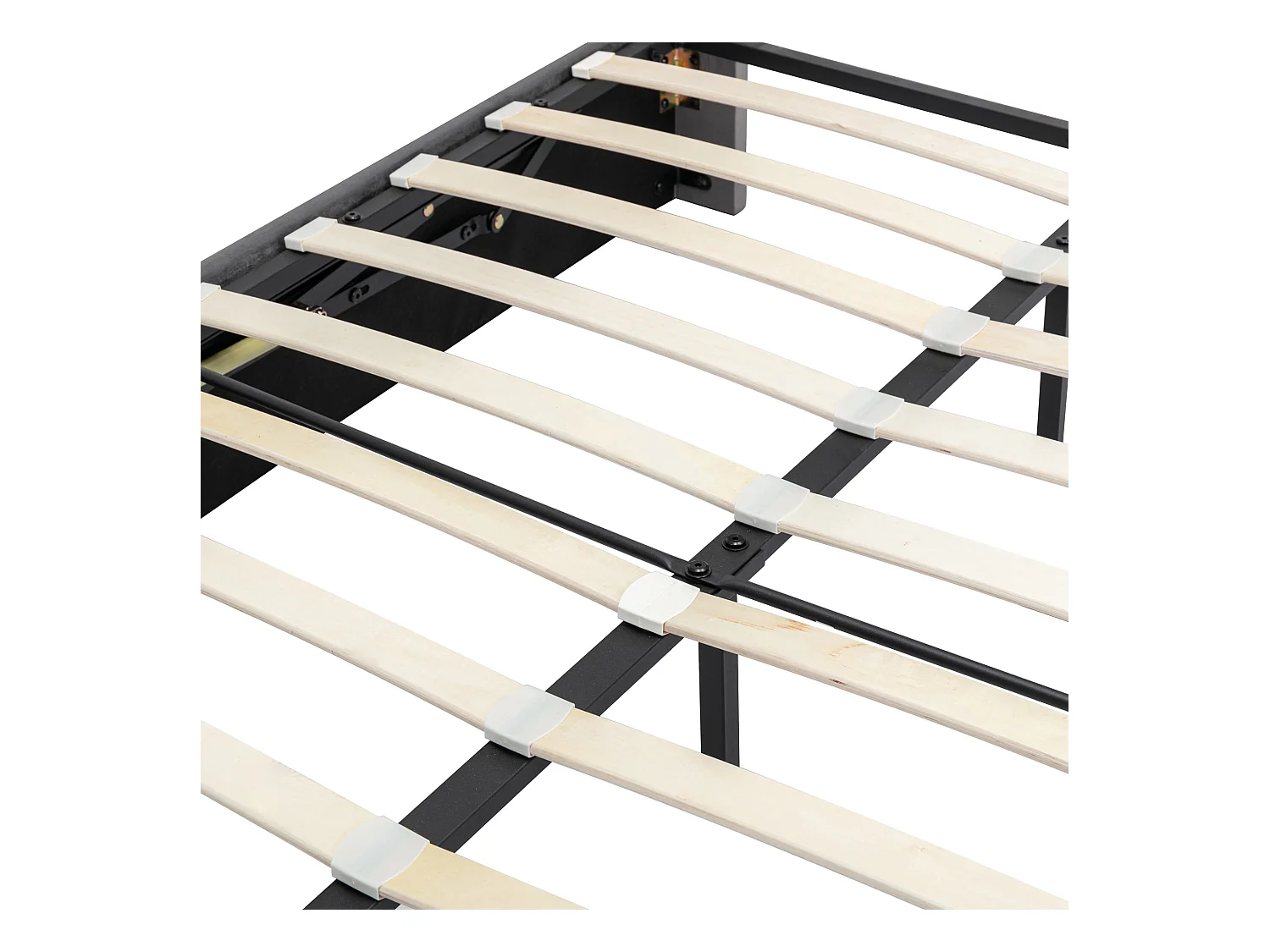 Lit coffre avec tête de lit réglable - 140 x 200 cm - velours - sommier à lattes - style scandinave - gris