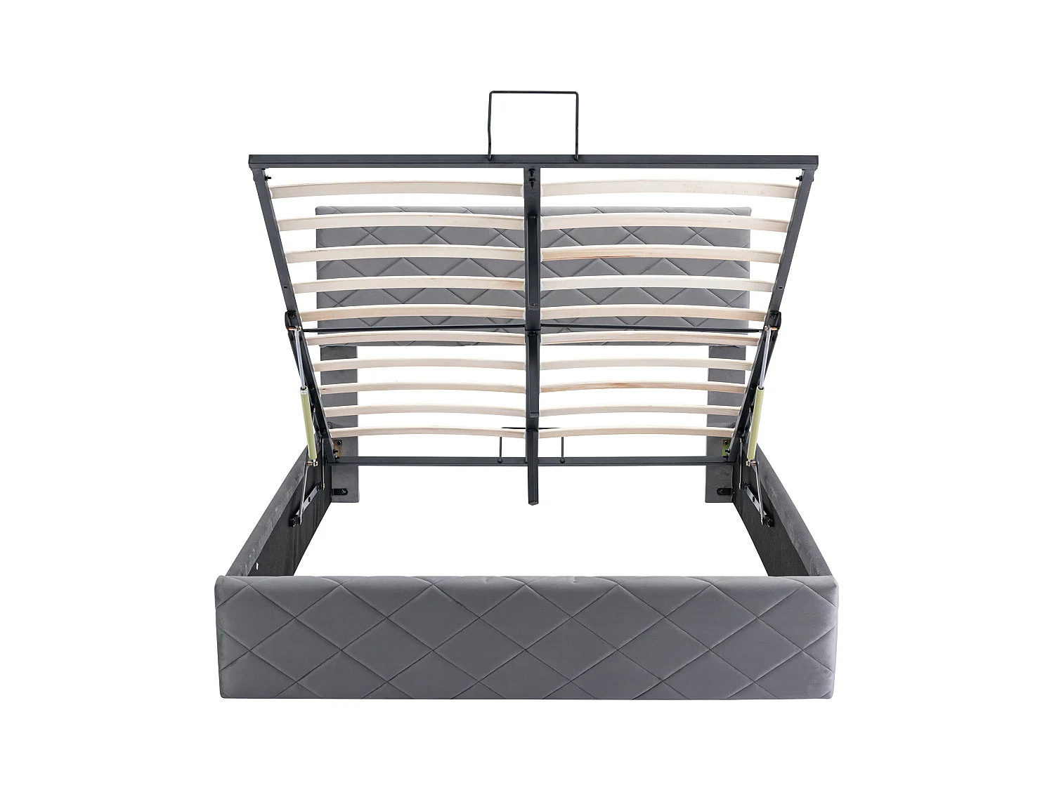 Lit coffre avec tête de lit réglable - 140 x 200 cm - velours - sommier à lattes - style scandinave - gris