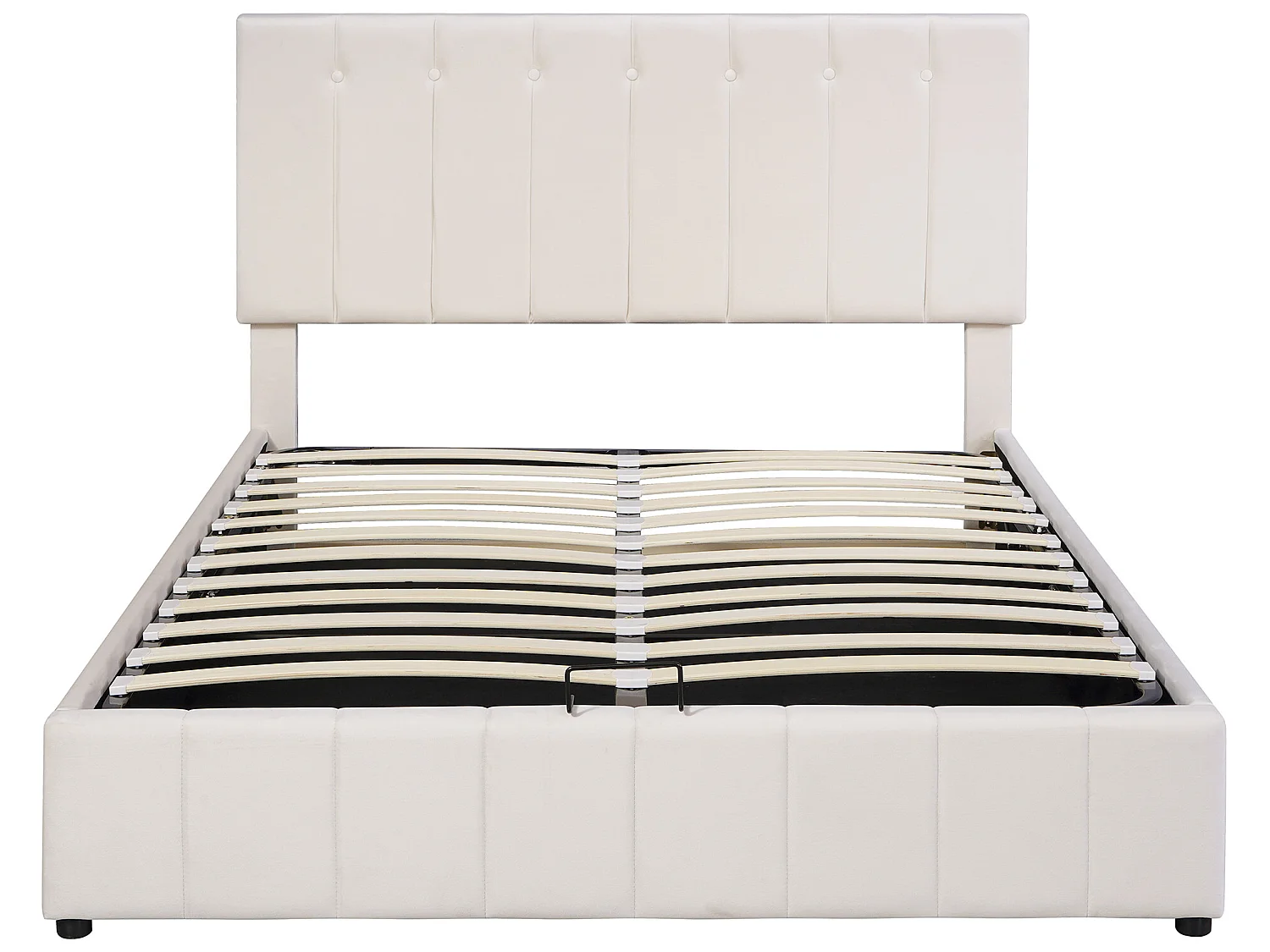 Bettkasten mit verstellbarem Kopfteil und Stauraum – 140 x 200 cm – Samt – Lattenrost – Weiß