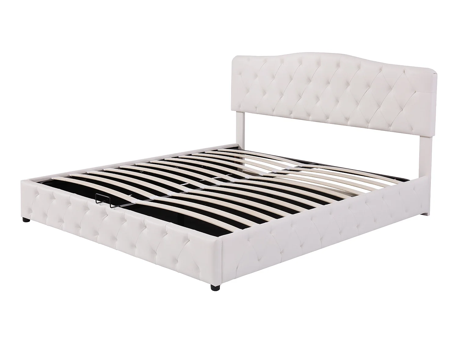 Bettkasten mit verstellbarem Kopfteil – 180 x 200 cm – Kunstleder – LED – Lattenrost – moderner Stil – Weiß