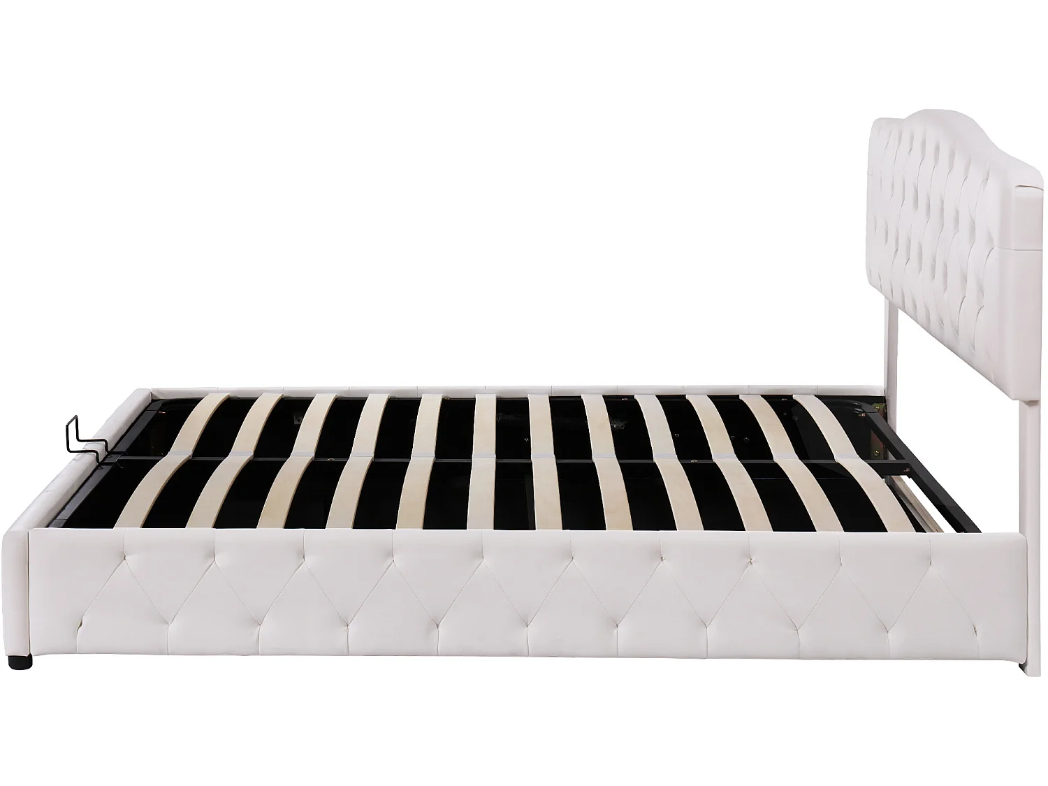 Bettkasten mit verstellbarem Kopfteil – 180 x 200 cm – Kunstleder – LED – Lattenrost – moderner Stil – Weiß