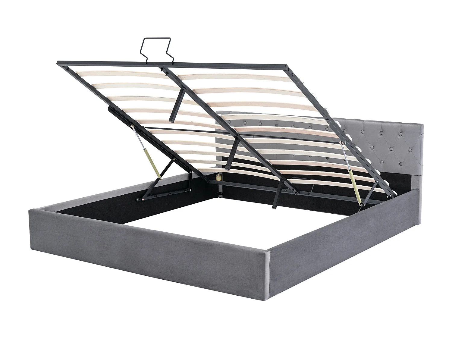 Stauraumbett 180 x 200 cm mit Stauraum – Samt – Lattenrost – graue Farbe