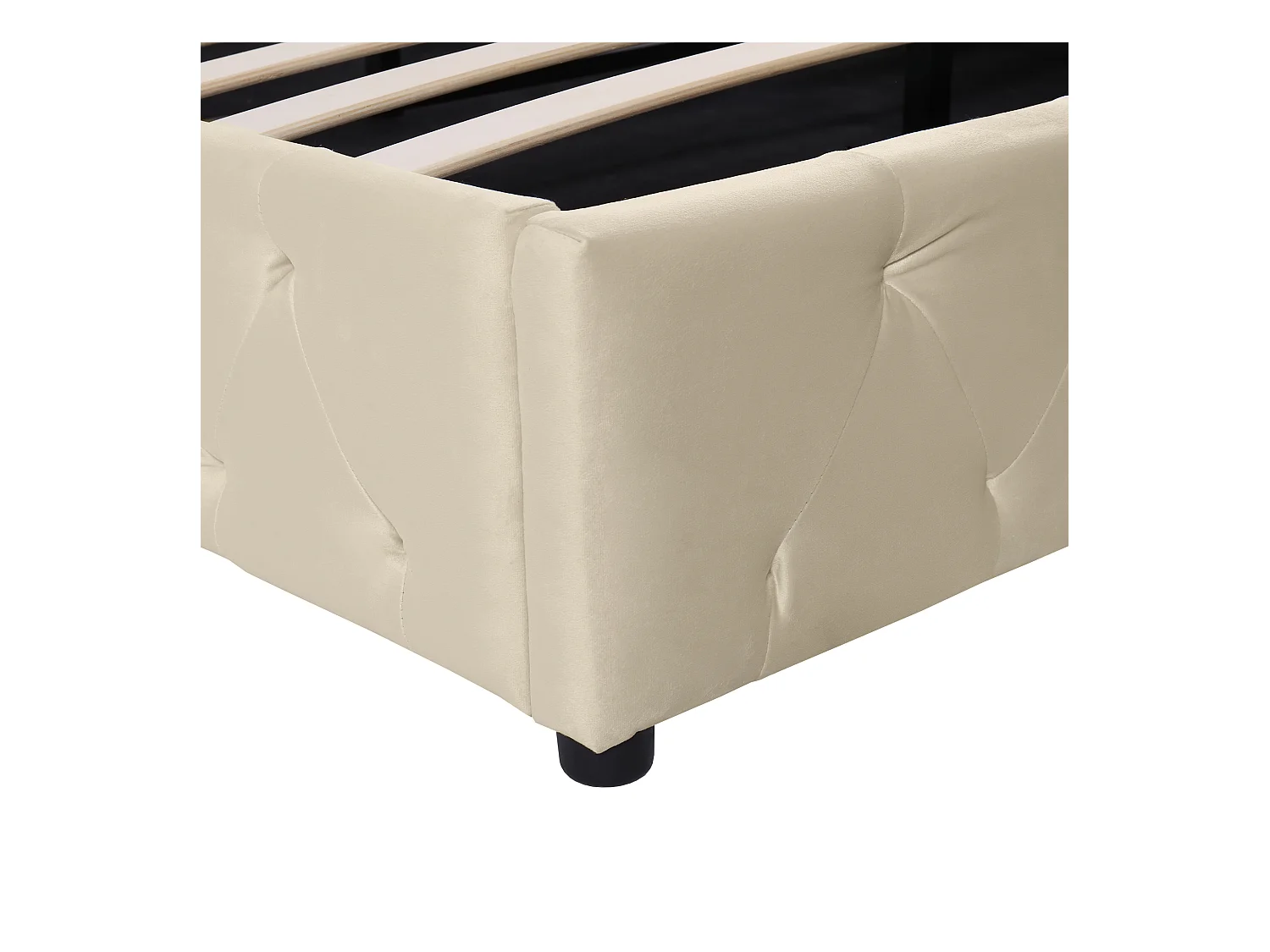 Bett mit Stauraum 180 x 200 cm – Bett für Erwachsene – verstellbares Kopfteil – Lattenrost aus Holz – Samt – Beige
