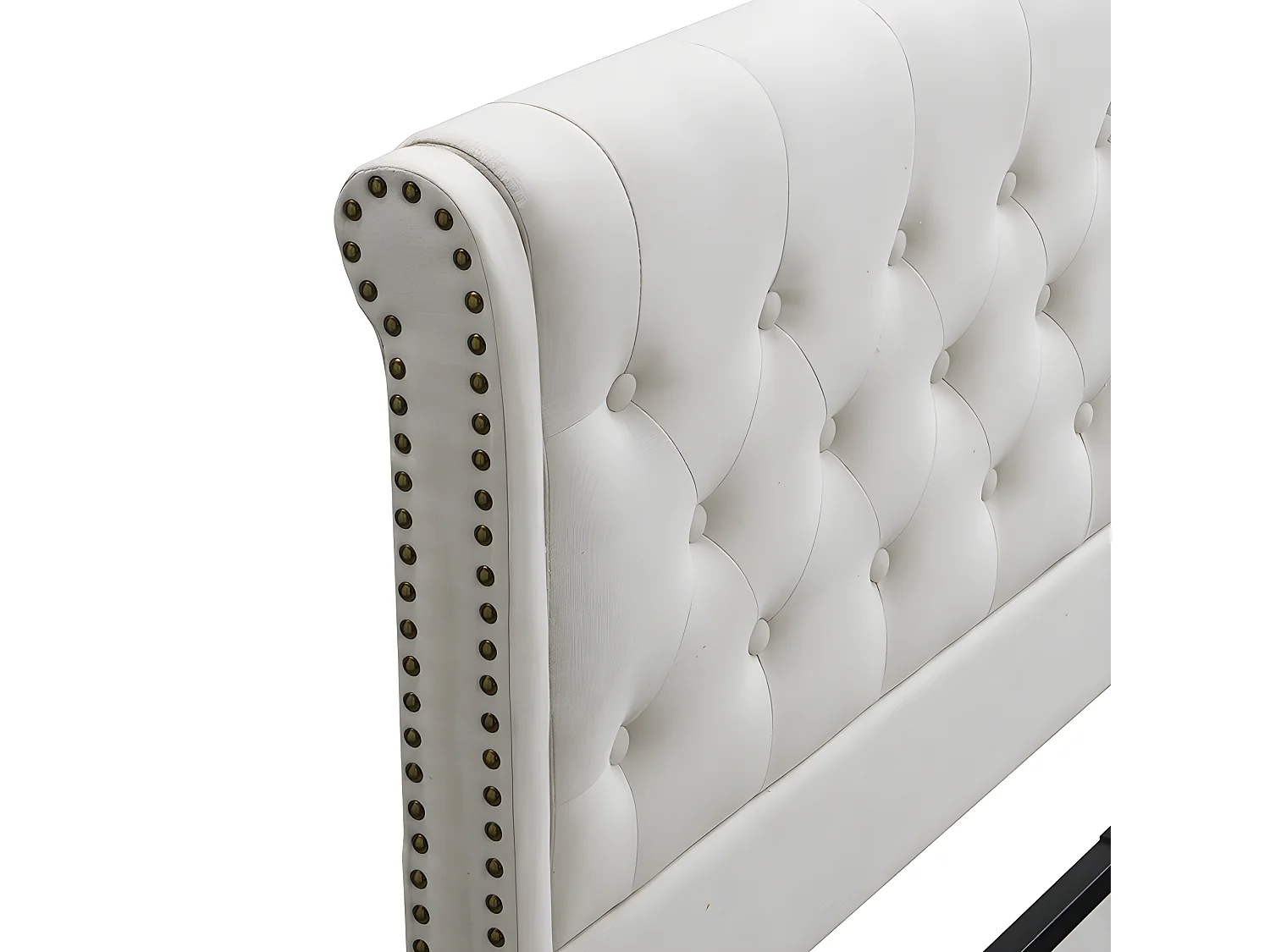 Cama de arrumação com cabeceira - 140 x 200 cm - linho de algodão - base de ripas - estilo contemporâneo - cinza branco