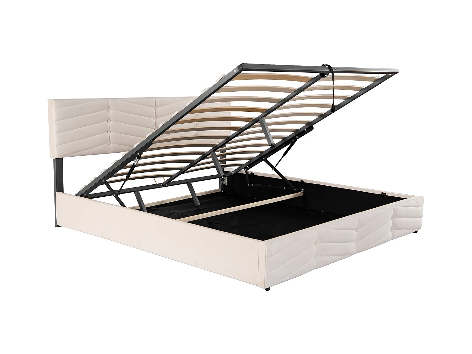 Bettkasten mit verstellbarem Kopfteil – 180 x 200 cm – Samt – Lattenrost – moderner Stil – Beige