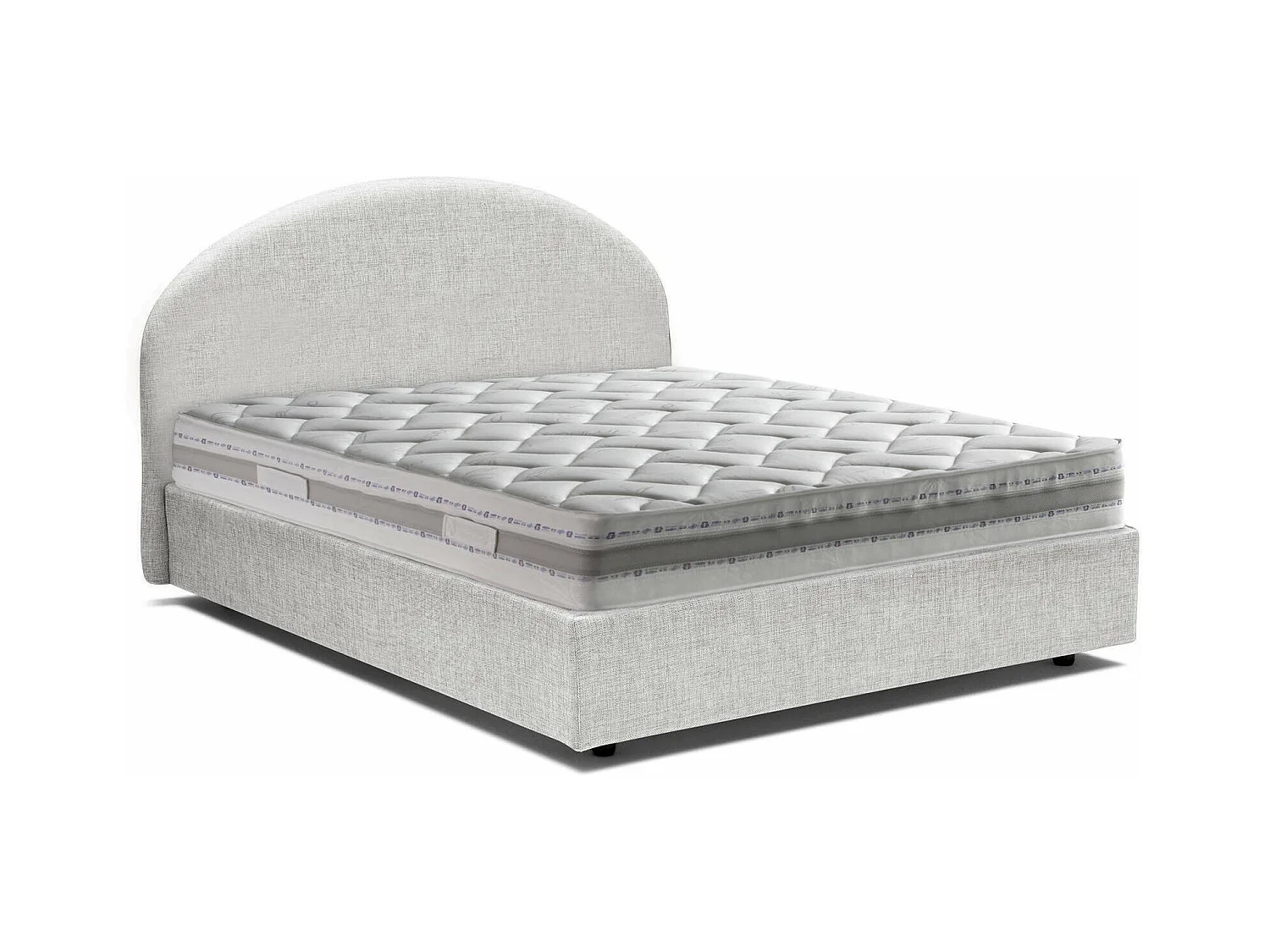 Dbogda tweepersoonsbed, Opbergbed met stoffen bekleding, 100% Made in Italy, Opening aan de voorkant, inclusief matras 120x190 cm, Wit