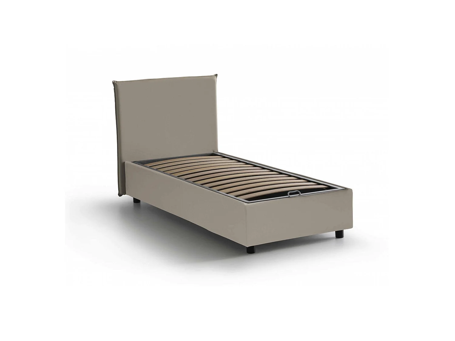 Letto Singolo Asio, Contenitore Made in Italy, 95x205 cm Grigio Tortora