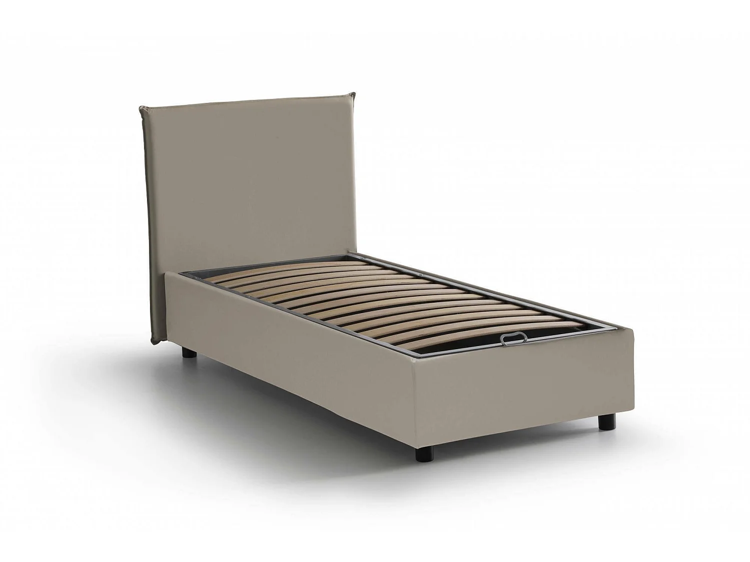 Letto Singolo Asio, Contenitore Made in Italy, 95x205 cm Grigio Tortora