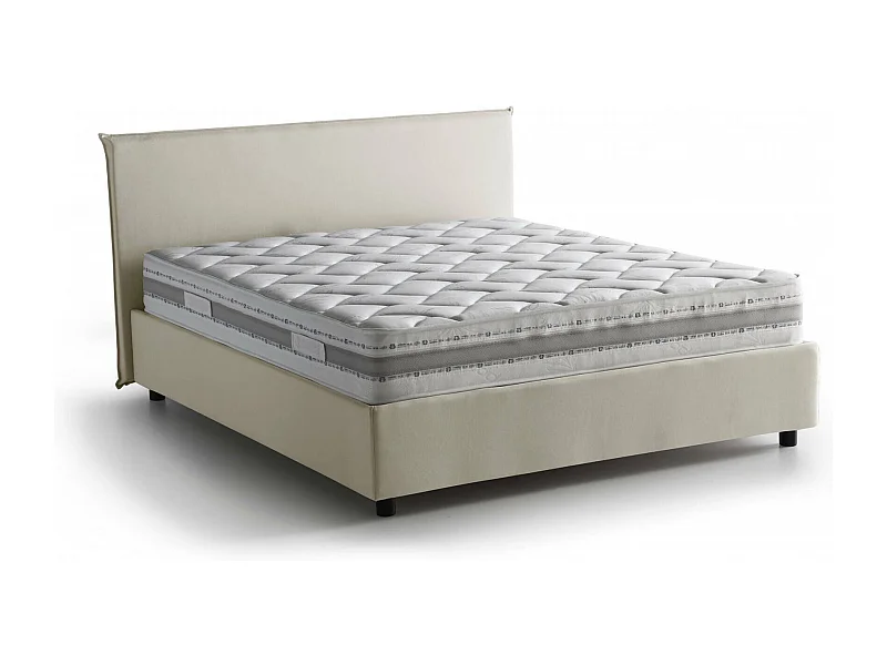 Dallegr tweepersoonsbed, Opbergbed met stoffen bekleding, 100% Made in Italy, Opening aan de voorkant, inclusief matras van 140x200 cm, Beige