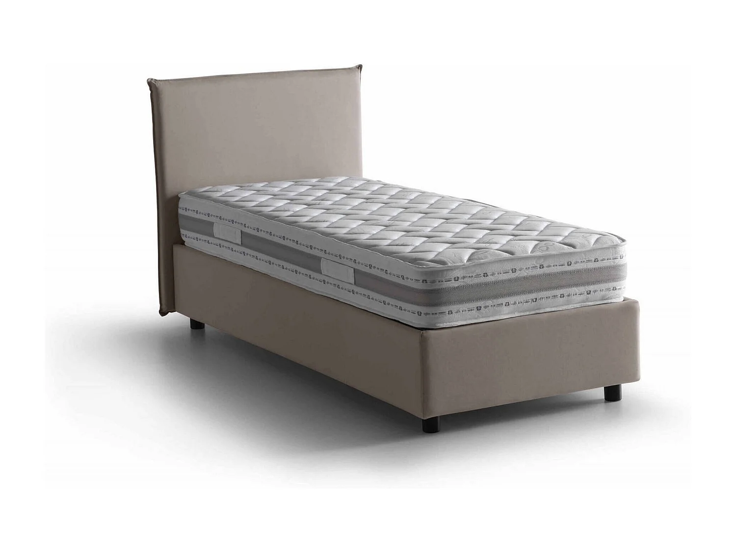 Lit simple Daquin, Lit coffre avec revêtement en tissu, 100% Made in Italy, Ouverture frontale, avec matelas 80x190 cm inclus, Taupe
