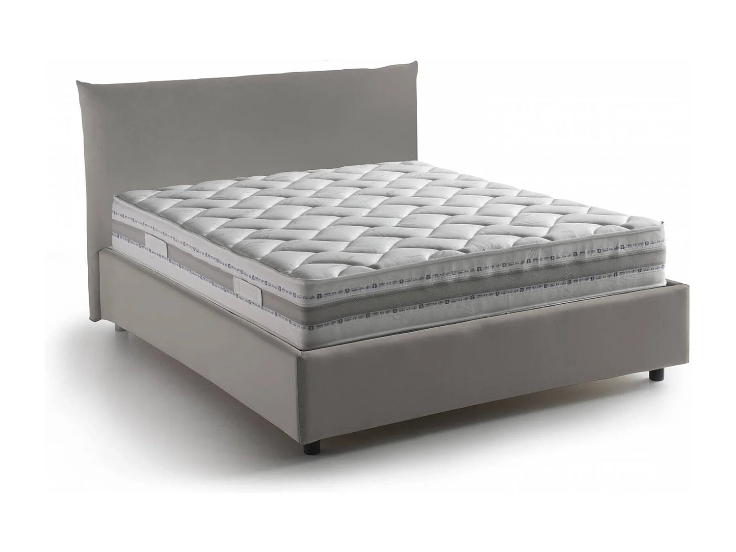 Lit double Dbranc, lit coffre avec revêtement en tissu, 100% Made in Italy, ouverture frontale, avec matelas 120x190 cm inclus, gris tourterelle