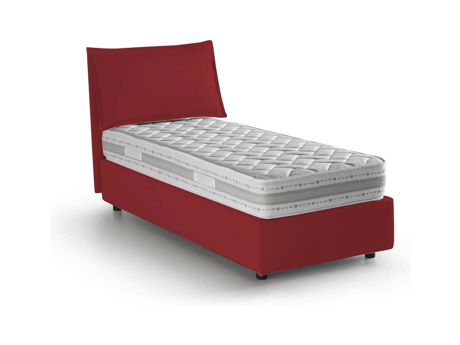Dmangone eenpersoonsbed, Opbergbed met stoffen bekleding, 100% Made in Italy, Zijopening, inclusief matras van 80x190 cm, Rood