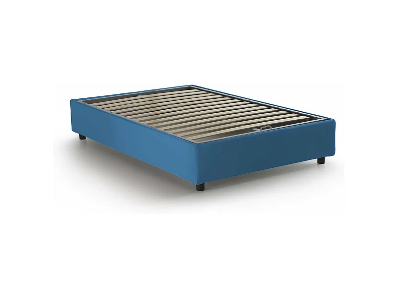 Dgraus tweepersoonsbed, Opbergbed met stoffen bekleding, 100% Made in Italy, Opening aan de voorkant, geschikt voor matras 160x200 cm, Blauw