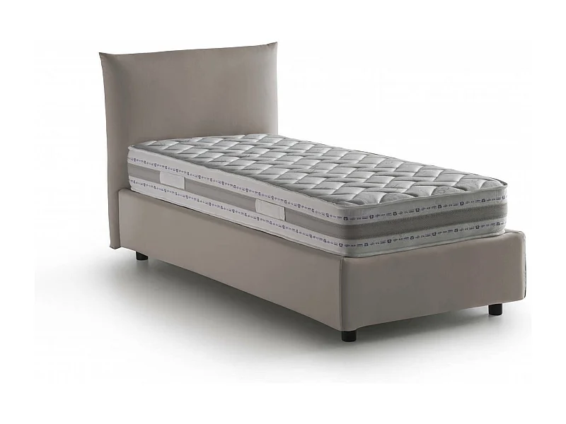 Talamo Italia - Letto singolo Azeglio, con materasso Cm 80x190 incluso, Tortora