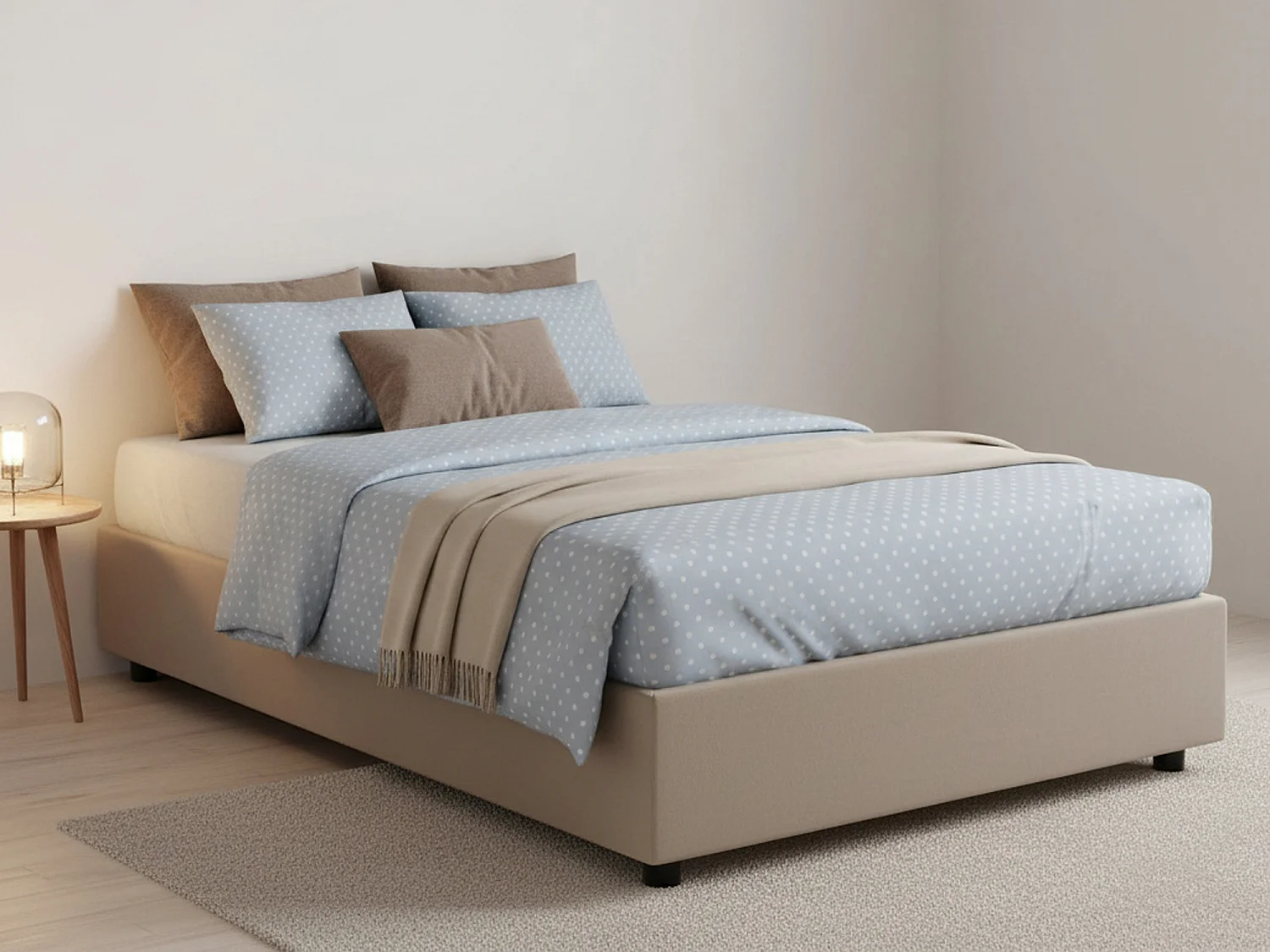 Lit double Dabbel, Lit coffre avec revêtement en éco-cuir, 100% Made in Italy, Ouverture frontale, avec matelas 120x190 cm inclus, Taupe