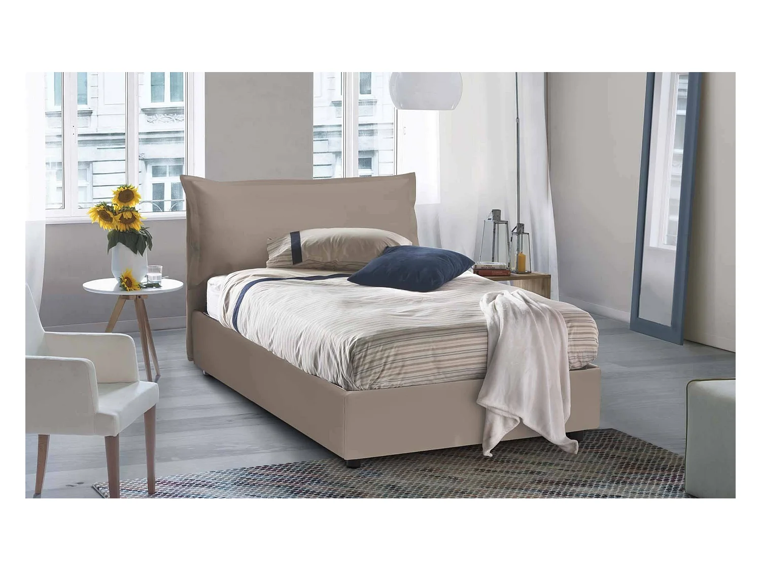 Talamo Italia - Letto piazza e mezza Aconito, con materasso Cm 120x200 incluso, Tortora