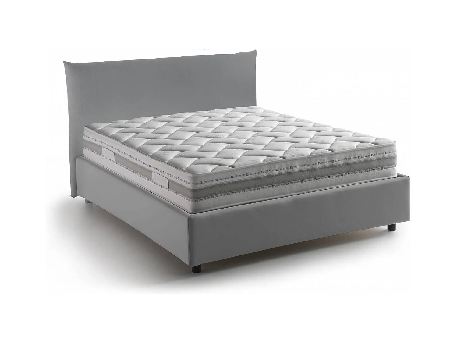 Dbranc tweepersoonsbed, opbergbed met stoffen bekleding, 100% Made in Italy, opening aan de voorzijde, inclusief matras 120x190 cm, grijs
