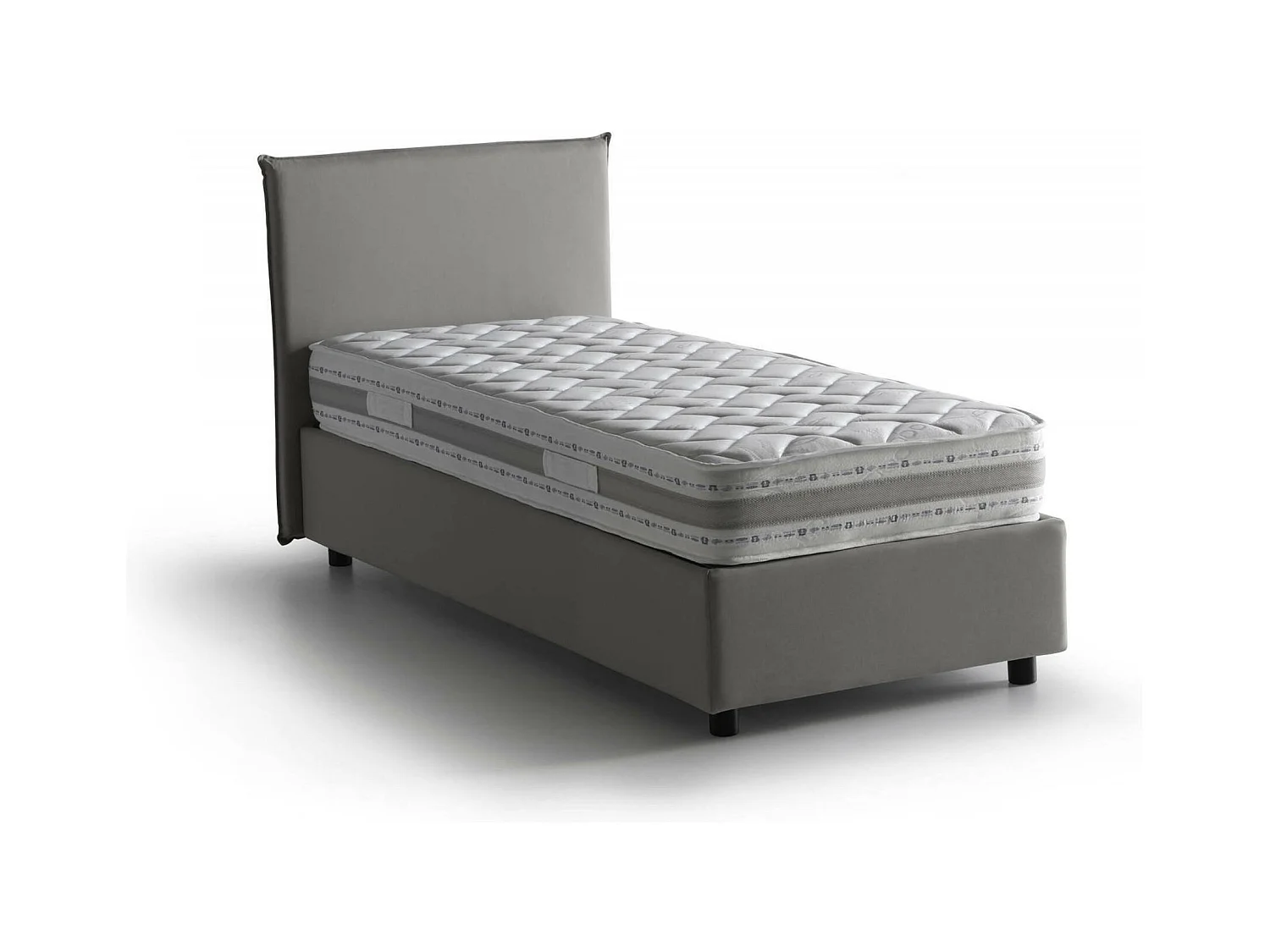 Lit simple Dban, Lit coffre avec revêtement en tissu, 100% Made in Italy, Ouverture frontale, avec matelas 90x190 cm inclus, Gris