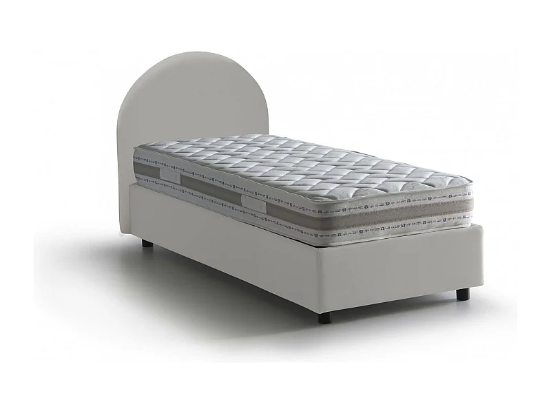 Dabaja eenpersoonsbed, Opbergbed met bekleding van eco-leer, 100% Made in Italy, Opening aan de voorkant, inclusief matras van 80x190 cm, Wit