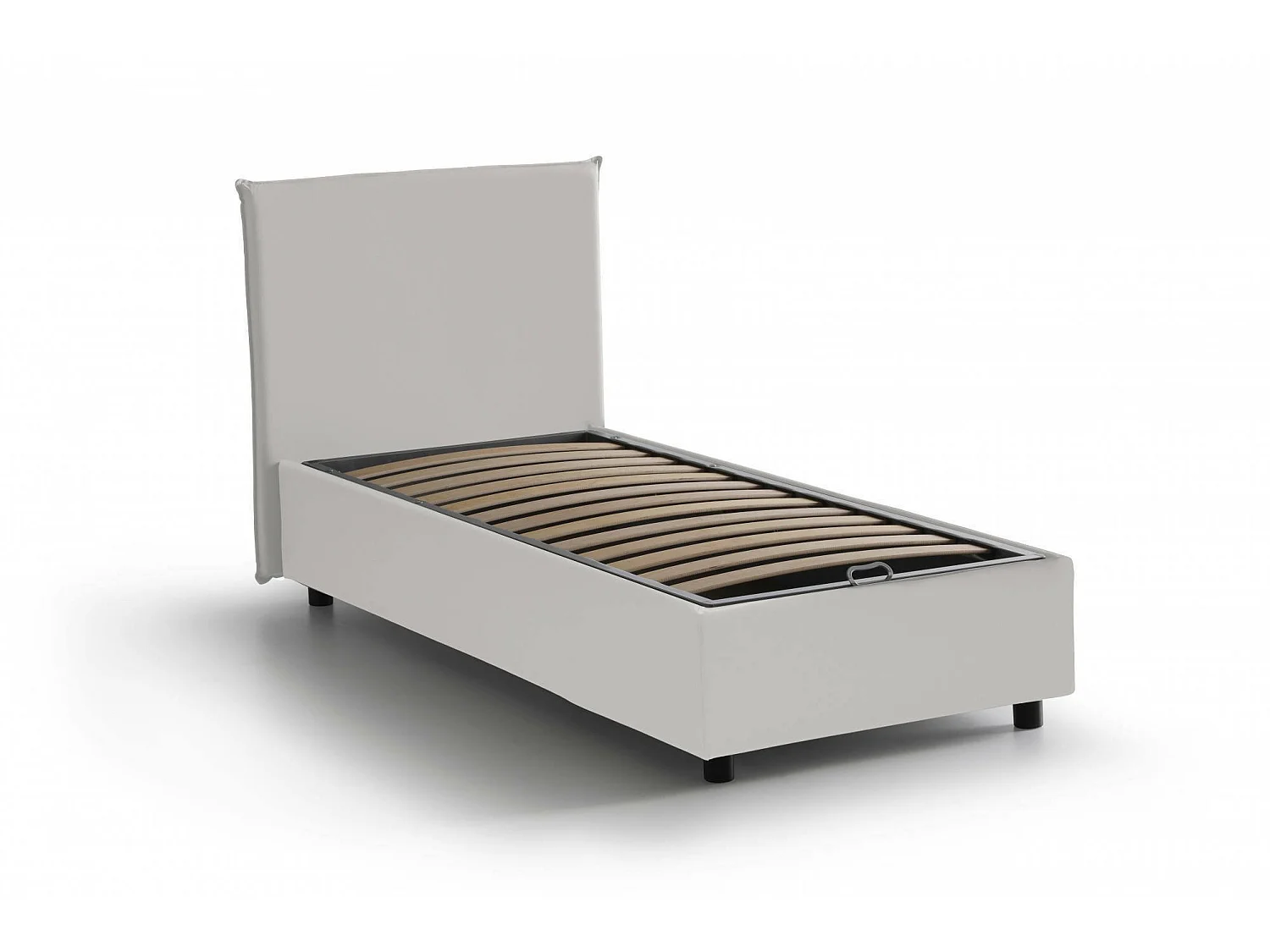 Letto Singolo Asio, Contenitore Made in Italy, 95x205 cm Bianco
