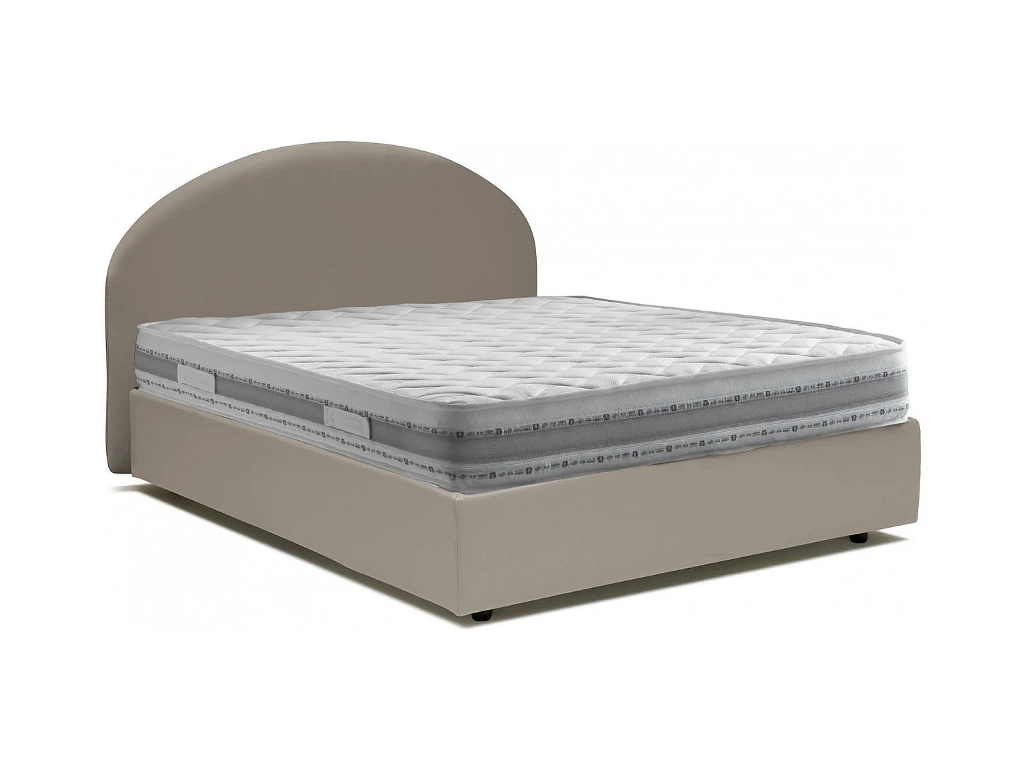 Lit double Dmende, Lit coffre avec revêtement en éco-cuir, 100% Made in Italy, Ouverture frontale, avec matelas 160x200 cm inclus, Taupe