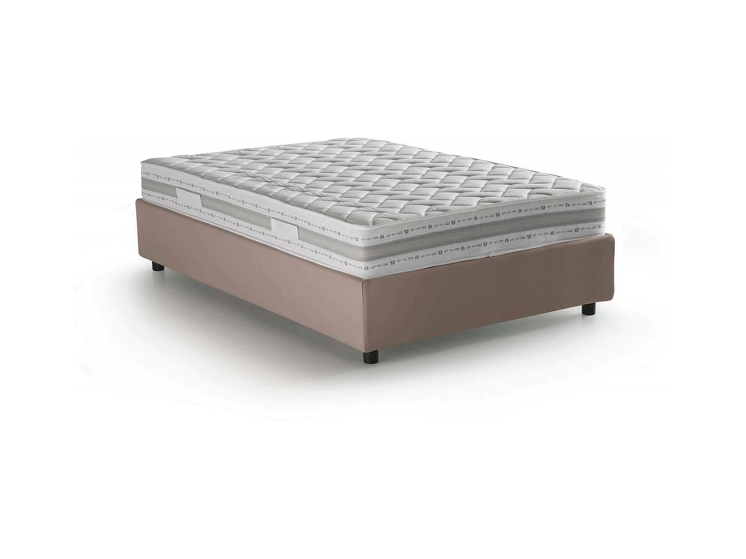 Lit double Ddibar, Lit coffre avec revêtement en tissu, 100% Made in Italy, Ouverture latérale, avec matelas 120x190 cm inclus, Taupe