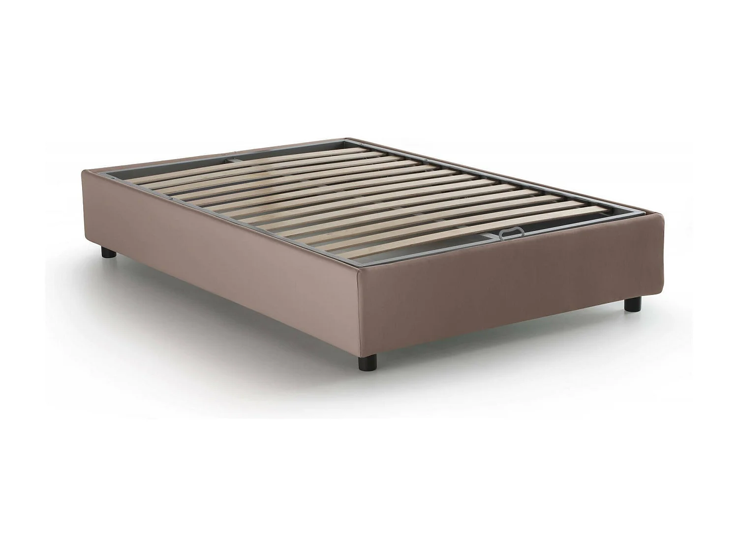 Lit double Ddibar, Lit coffre avec revêtement en tissu, 100% Made in Italy, Ouverture latérale, avec matelas 120x190 cm inclus, Taupe