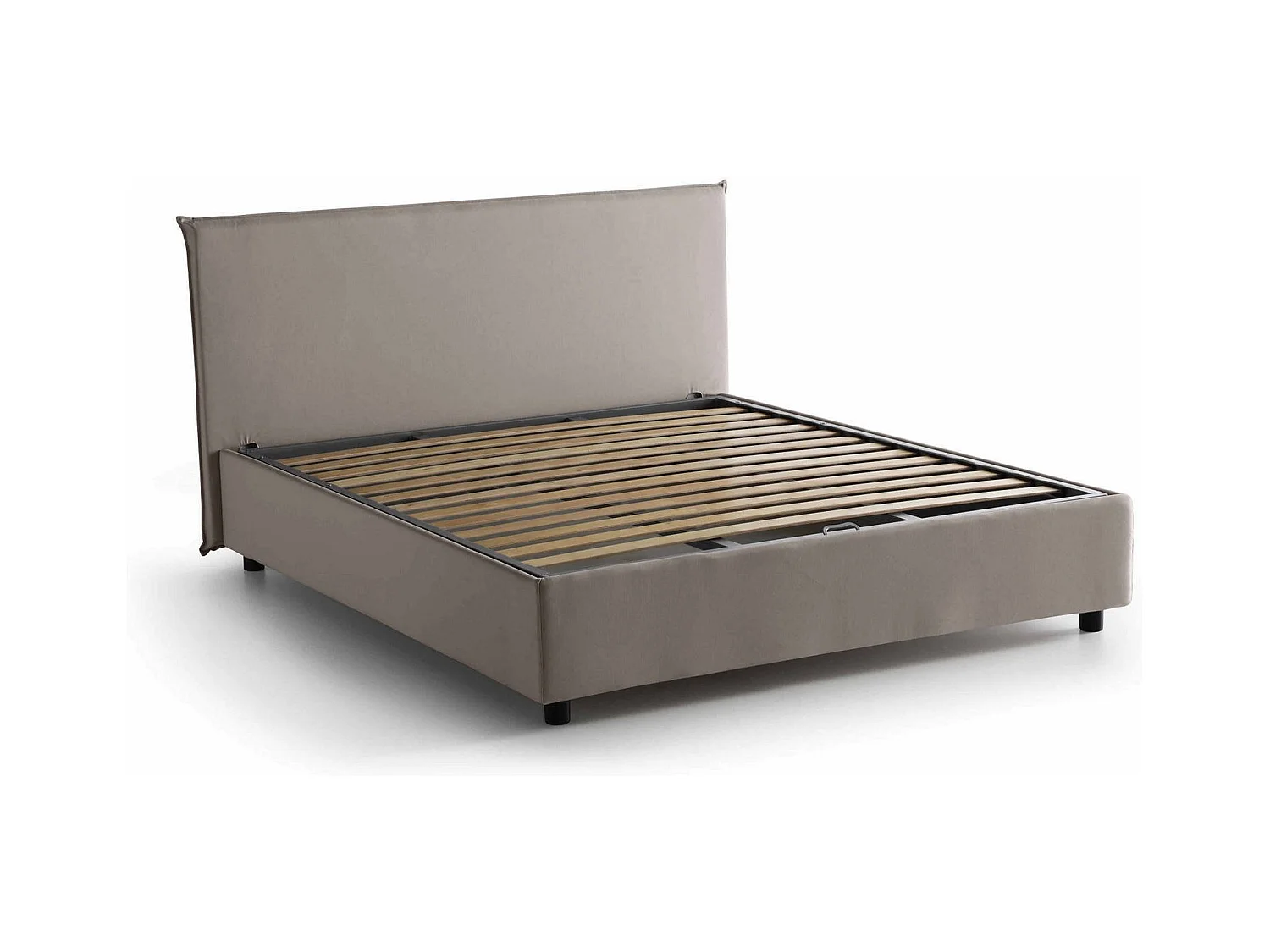 Lit double Dambros, Lit coffre avec revêtement en tissu, 100% Made in Italy, Ouverture frontale, adapté pour matelas 160x190 cm, Taupe
