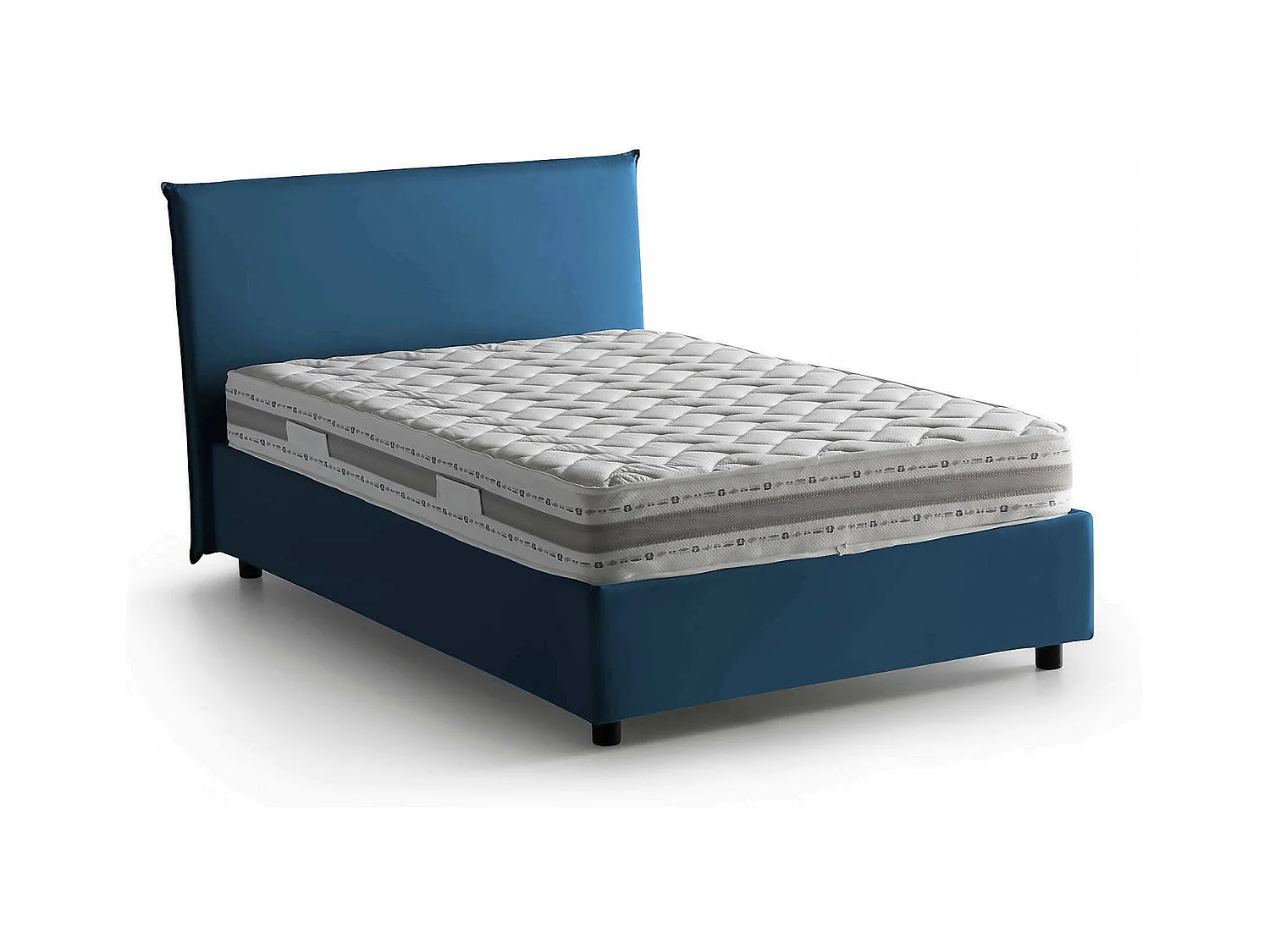 Daceret tweepersoonsbed, Opbergbed met stoffen bekleding, 100% Made in Italy, Opening aan de voorkant, inclusief matras van 120x190 cm, Blauw
