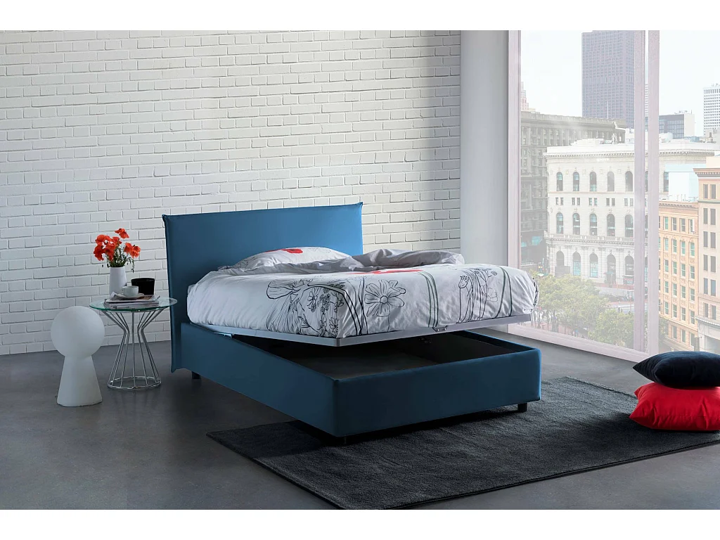 Talamo Italia - Letto piazza e mezza Alush, con materasso Cm 120x190 incluso, Blu