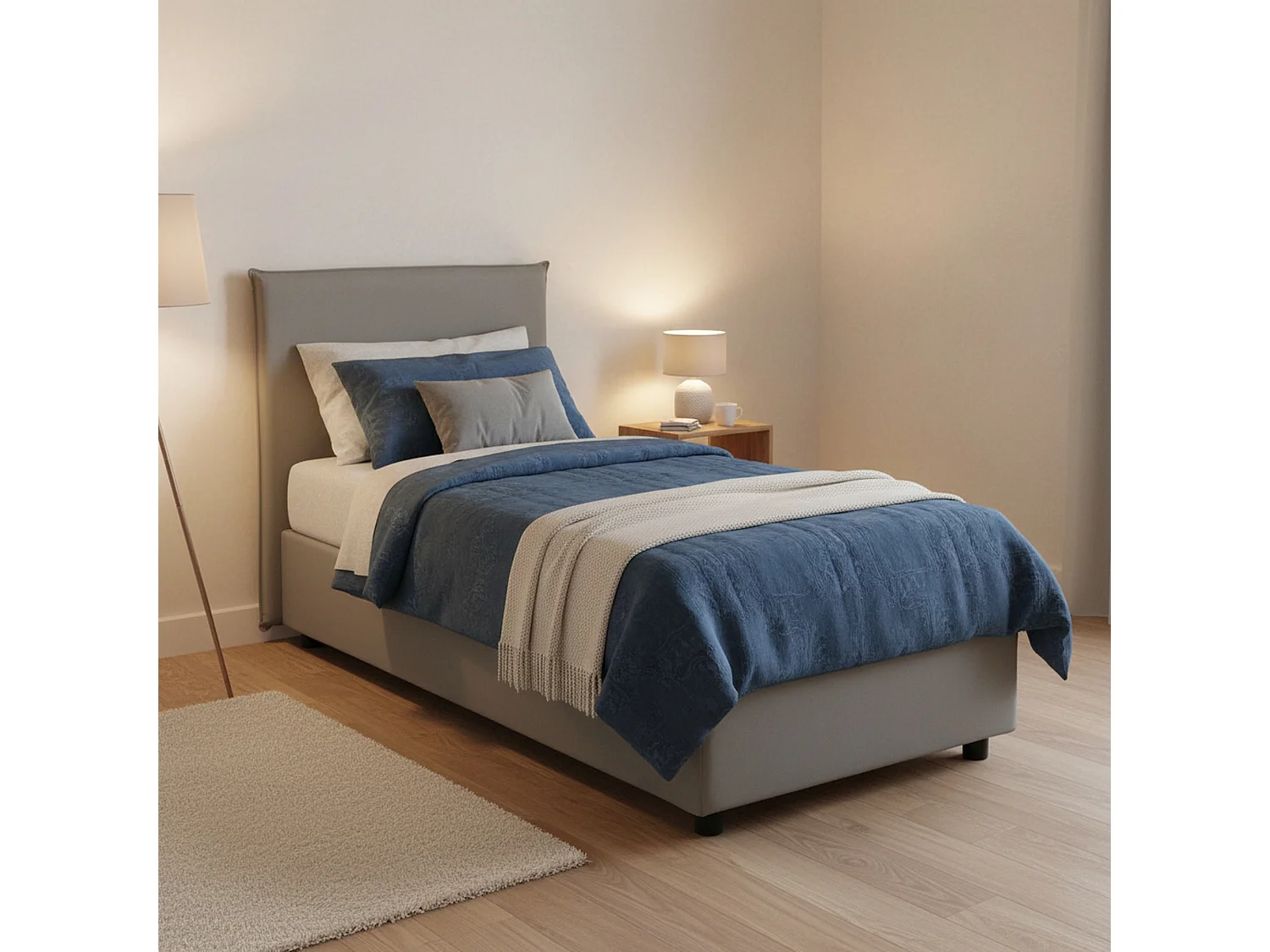 Dapuzz eenpersoonsbed, Opbergbed met stoffen bekleding, 100% Made in Italy, Opening aan de voorzijde, geschikt voor matras 80x190 cm, Grijs