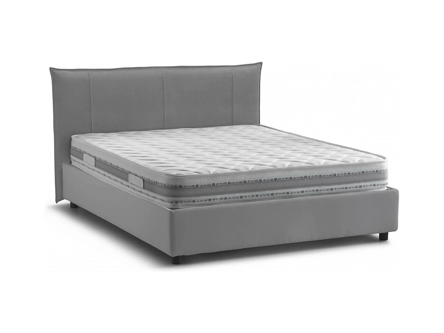 Lit double Ddaiv, Lit coffre avec revêtement en tissu, 100% Made in Italy, Ouverture frontale, avec matelas 160x190 cm inclus, Gris