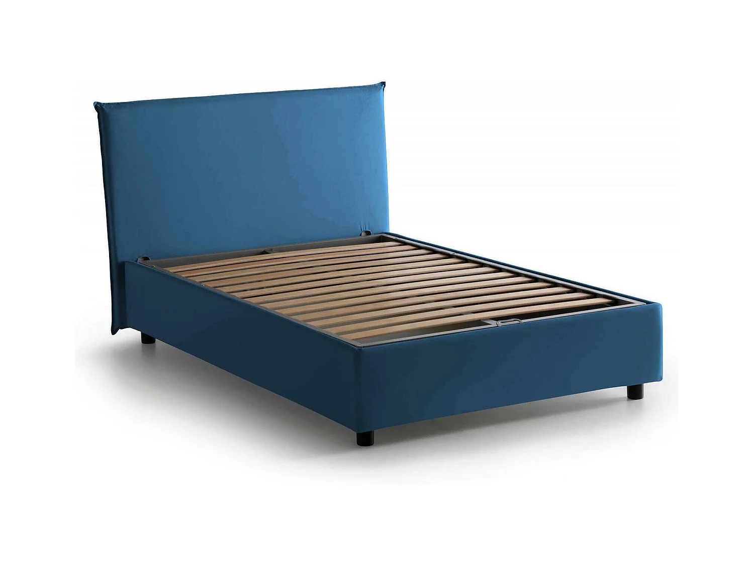 Daceva tweepersoonsbed, Opbergbed met stoffen bekleding, 100% Made in Italy, Opening aan de voorkant, geschikt voor matras van 120x200 cm, Blauw