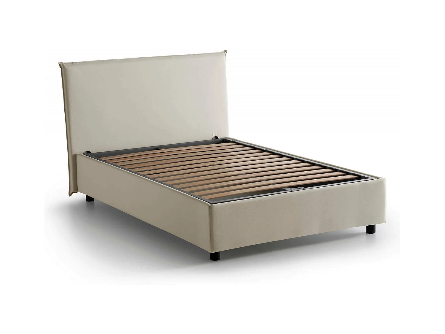 Dacer tweepersoonsbed, opbergbed met stoffen bekleding, 100% Made in Italy, opening aan de voorkant, geschikt voor matras 120x190 cm, Beige