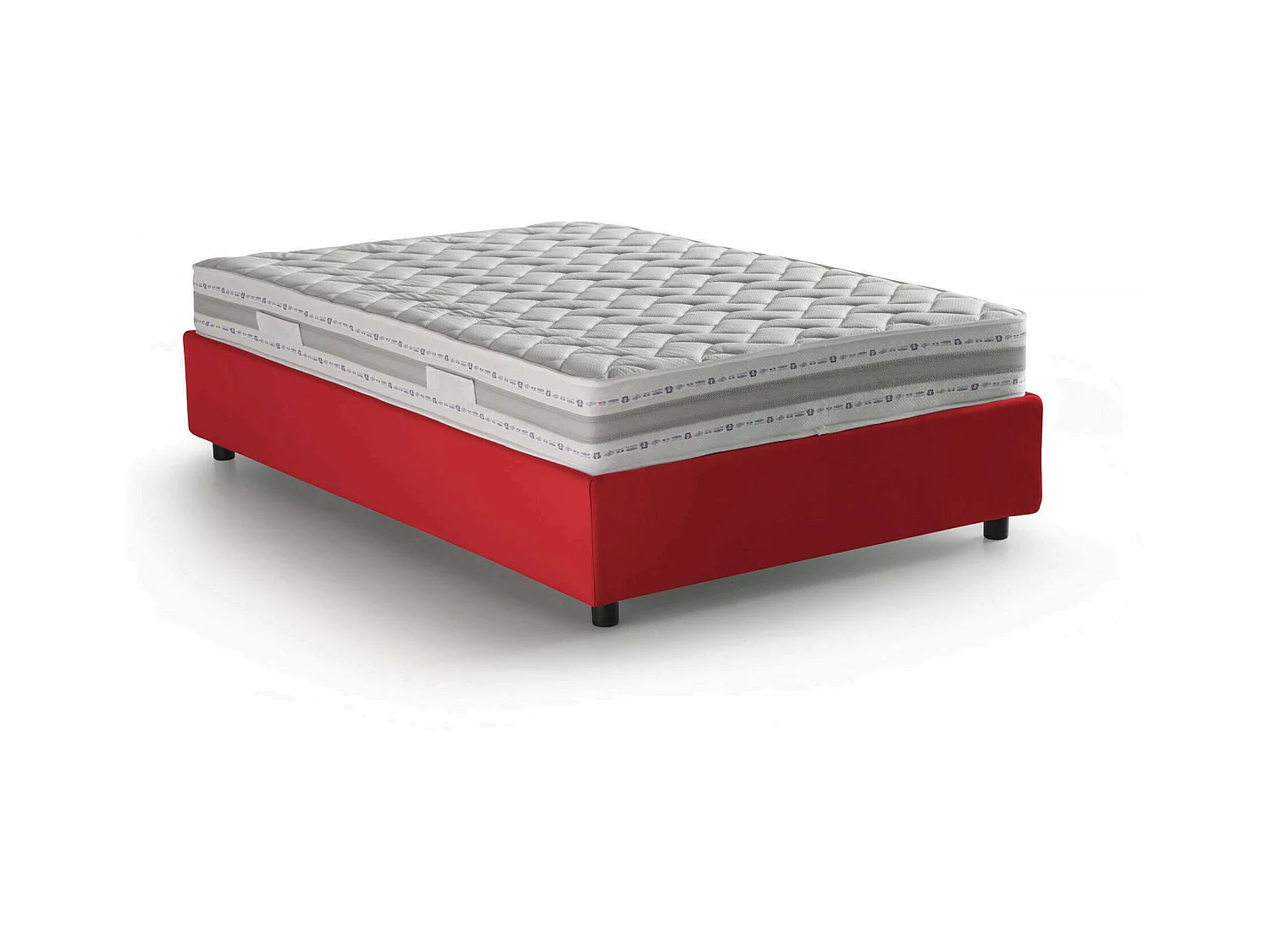 Dbamb tweepersoonsbed, Opbergbed met stoffen bekleding, 100% Made in Italy, Opening aan de voorzijde, inclusief matras van 120x190 cm, Rood