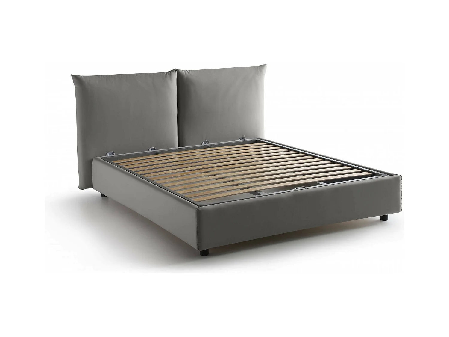 Doppelbett Dbrekal, Containerbett mit Stoffbespannung, 100% Made in Italy, Frontöffnung, inklusive Matratze 160x190 cm, Grau